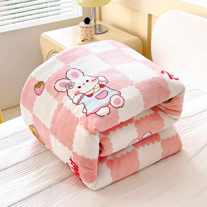 91家纺网 家纺一手货源 找家纺 乐秀家纺 2025新款A类牛奶绒幼儿园被子可拆卸被套+被芯 啵啵兔