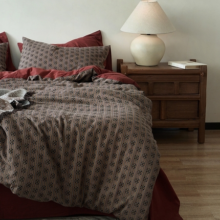 91家纺网 家纺一手货源 找家纺 （总）子和家居 2024新款全棉色织提花四件套-浓情西拉