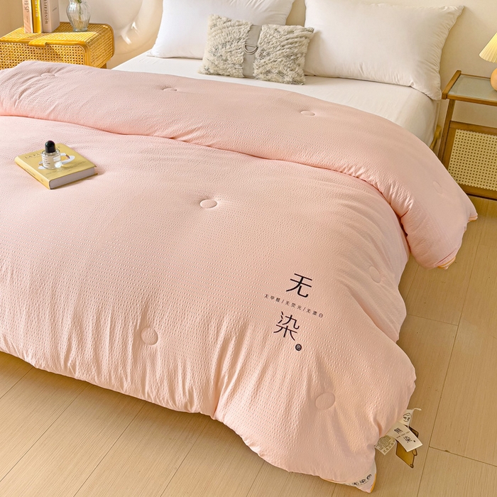 91家纺网 家纺一手货源 找家纺 梦莎被业 2025新款A类无染针织水洗棉大豆子母被 优雅玉