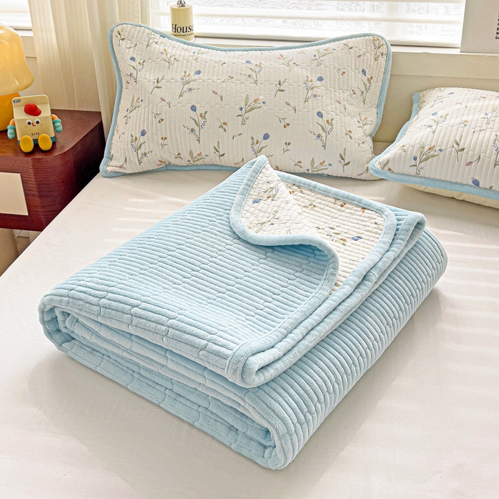 91家纺网 家纺一手货源 找家纺 2024新款水洗全棉牛奶绒床盖四件套 一米阳光