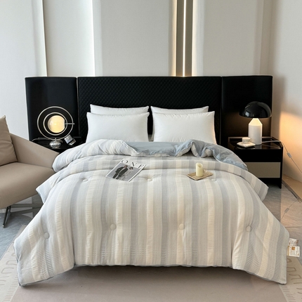 91家纺网 家纺一手货源 找家纺 蓝冰家纺 2024新款渐变华夫格大豆被冬被 网格时代--浅灰色