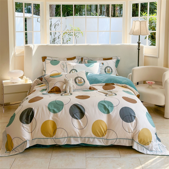 91家纺网 家纺一手货源 找家纺 7V 2025新款A纯棉B牛奶绒轻奢大宽边一字绣四件套A类133*76全棉喷气宽幅长绒棉高克重全工艺牛奶绒 动感兔