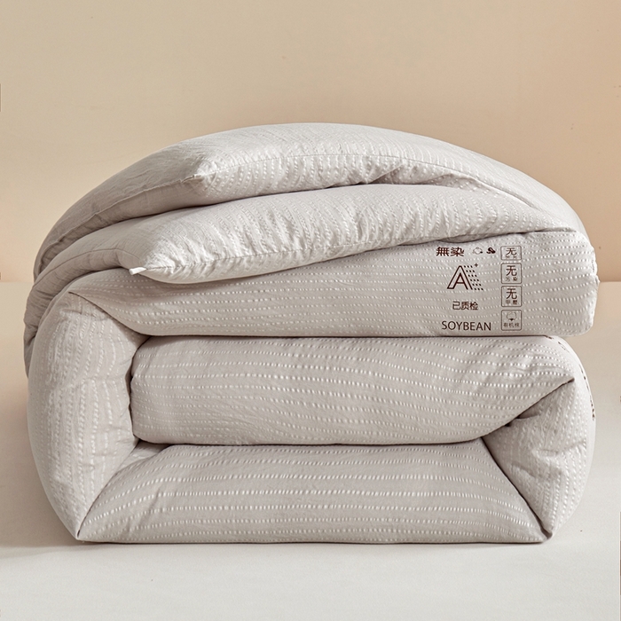 91家纺网 家纺一手货源 找家纺 金喜 2024新款原棉提花无染冬被春秋被拉链款立体边加厚子母被芯 高级灰