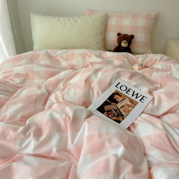 91家纺网 家纺一手货源 找家纺 繁花家居 2024新款亲肤混搭印花四件套系列（提供买家秀） 混搭-粉方格