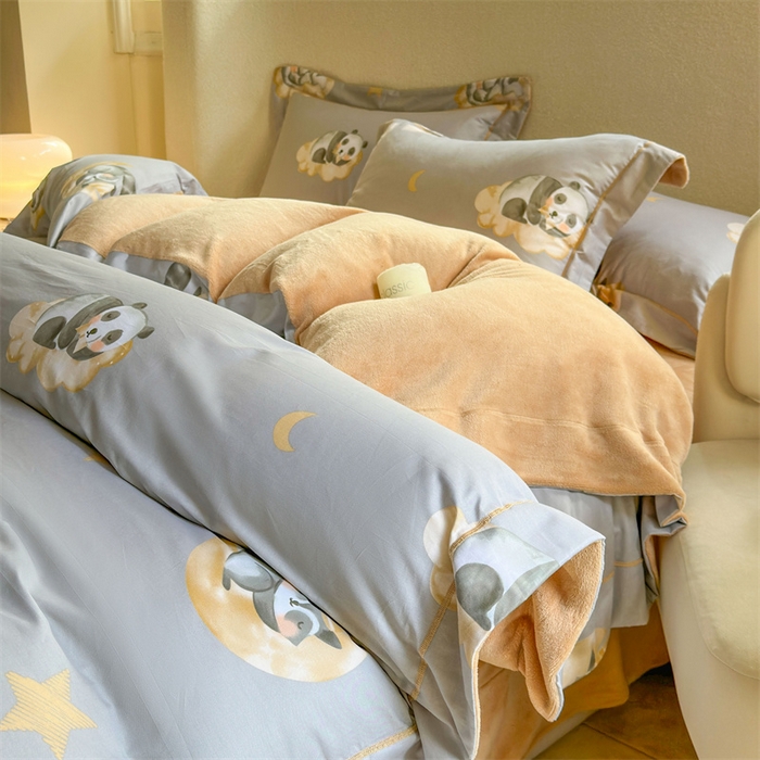 91家纺网 家纺一手货源 找家纺 7V 2025新款A纯棉B牛奶绒轻奢大宽边一字绣四件套A类133*76全棉喷气宽幅长绒棉高克重全工艺牛奶绒 梦天使