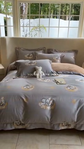 91家纺网 家纺一手货源 找家纺 7V 2024新款单件被套A纯棉B牛奶绒轻奢大宽边一字绣A类133*76全棉喷气宽幅长绒棉高克重全工艺牛奶绒 梦天使