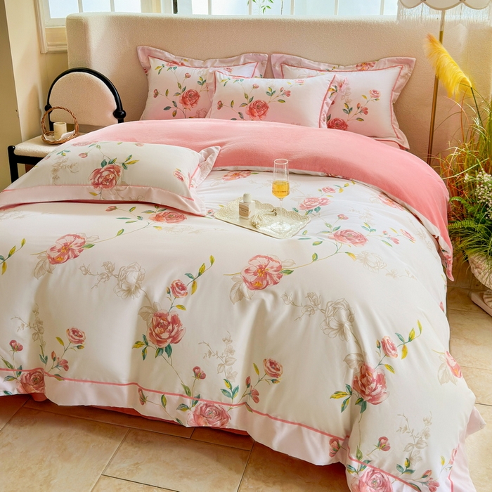 91家纺网 家纺一手货源 找家纺 7V 2024新款单件被套A纯棉B牛奶绒轻奢大宽边一字绣A类133*76全棉喷气宽幅长绒棉高克重全工艺牛奶绒 依梦