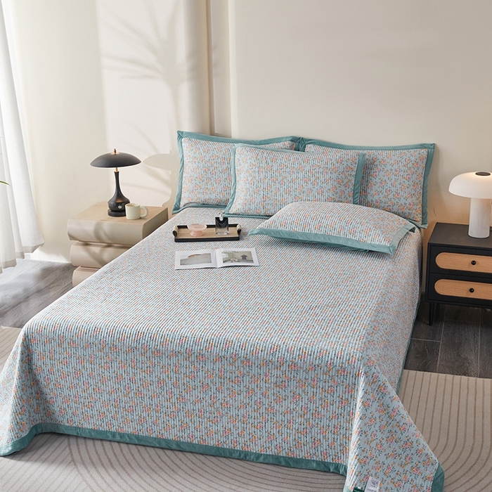 91家纺网 家纺一手货源 找家纺 莎果家纺 2025秋冬一面天丝一面绒高温砂洗床盖三件套 香悦