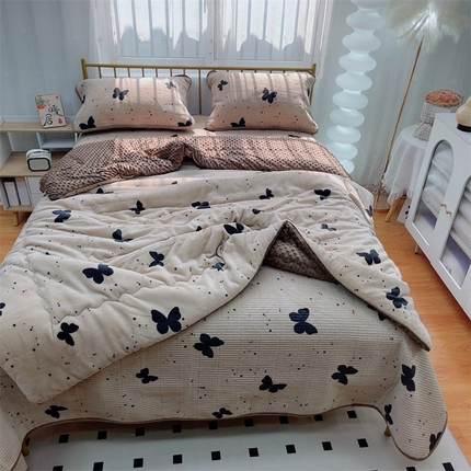 （总）暖居 2024新款牛奶绒豆豆被床盖四件套