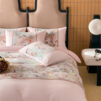 91家纺网 家纺一手货源 找家纺 （总）Sweet dreams甜梦 2024新款数码印花加厚复古碎花牛奶绒四件套-摄影图