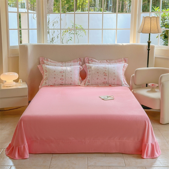 91家纺网 家纺一手货源 找家纺 7V 2025新款A纯棉B牛奶绒轻奢大宽边一字绣四件套A类133*76全棉喷气宽幅长绒棉高克重全工艺牛奶绒 沐浴玫瑰