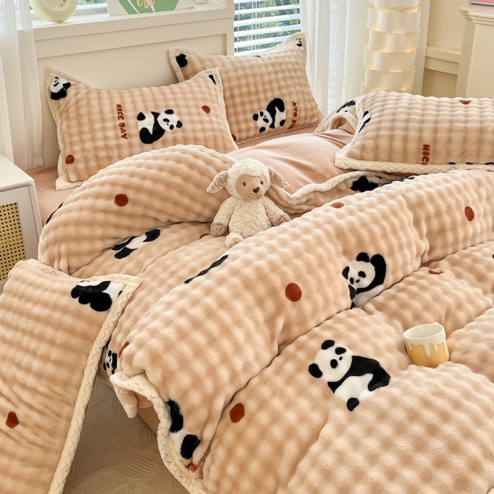 91家纺网 家纺一手货源 找家纺 金喜 2024新款泡泡牛奶绒四件套-欧帝莎 泡泡牛奶绒-福宝