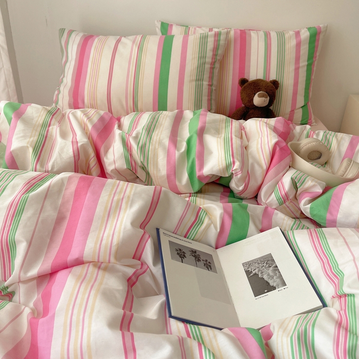 91家纺网 家纺一手货源 找家纺 繁花家居 2024新款亲肤混搭印花四件套系列（提供买家秀） 彩色心情