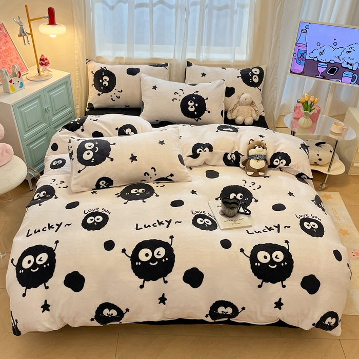 91家纺网 家纺一手货源 找家纺 （总）海岛哥哥 2025新款ins风小清新印花牛奶绒四件套