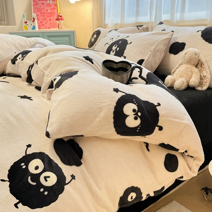 91家纺网 家纺一手货源 找家纺 （总）海岛哥哥 2025新款ins风小清新印花牛奶绒四件套