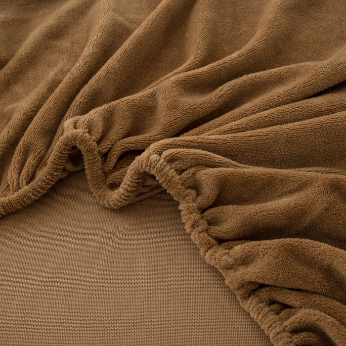 91家纺网 家纺一手货源 找家纺 首爱家纺 2025新款舒适纯色牛奶绒床笠 碳咖色