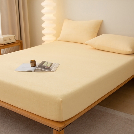 91家纺网 家纺一手货源 找家纺 （总）棉乐町家居 2025新款舒适纯色牛奶绒床笠