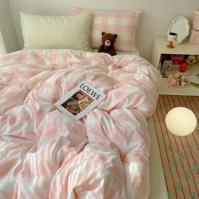 91家纺网 家纺一手货源 找家纺 繁花家居 2024新款亲肤混搭印花四件套系列（提供买家秀） 混搭-粉方格