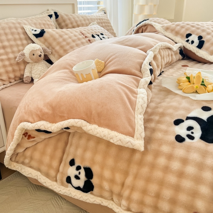 91家纺网 家纺一手货源 找家纺 金喜 2024新款泡泡牛奶绒四件套-欧帝莎 泡泡牛奶绒-福宝