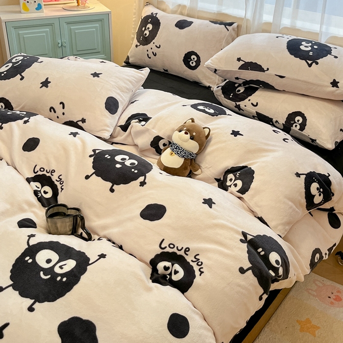 91家纺网 家纺一手货源 找家纺 （总）海岛哥哥 2025新款ins风小清新印花牛奶绒四件套