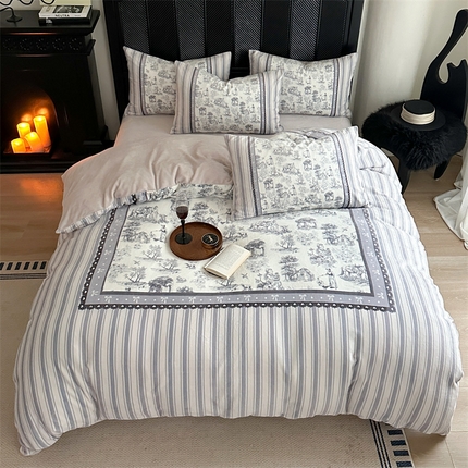 91家纺网 家纺一手货源 找家纺 （总）Sweet dreams甜梦 2024新款全消光数码印花加厚复古碎花牛奶绒四件套-实拍图