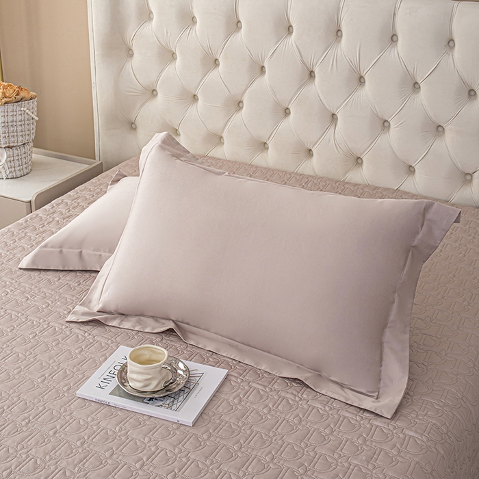 91家纺网 家纺一手货源 找家纺 金喜 2024新款100支全棉床盖三件套系列 粉灰