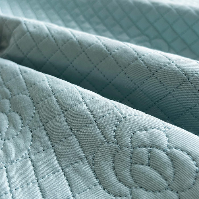 91家纺网 家纺一手货源 找家纺 羽爱家纺 2024新款A类莫代尔宝宝绒床盖三件套 湖水蓝