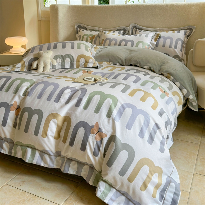 91家纺网 家纺一手货源 找家纺 7V 2024新款单件被套A纯棉B牛奶绒轻奢大宽边一字绣A类133*76全棉喷气宽幅长绒棉高克重全工艺牛奶绒 字母控