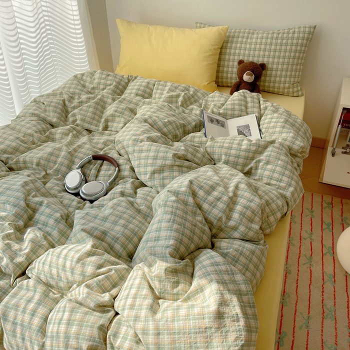 91家纺网 家纺一手货源 找家纺 繁花家居 2024新款亲肤混搭印花四件套系列（提供买家秀） 恩图-绿