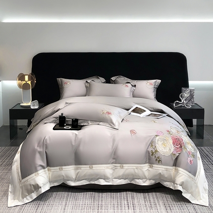 91家纺网 家纺一手货源 找家纺 （总）金喜 2025新款纯棉喷气全工艺四件套重工刺绣全棉精美四件套