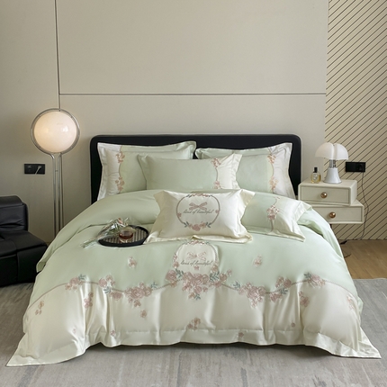 91家纺网 家纺一手货源 找家纺 （总）金喜 2025新款全棉喷气全工艺四件套重工刺绣纯棉精美四件套莫丽卡系列