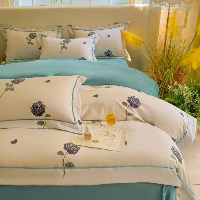 91家纺网 家纺一手货源 找家纺 7V 2024新款单件被套A纯棉B牛奶绒轻奢大宽边一字绣A类133*76全棉喷气宽幅长绒棉高克重全工艺牛奶绒 芬妮