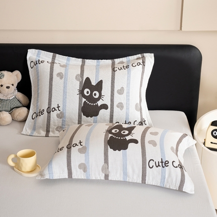 91家纺网 家纺一手货源 找家纺 棠薇家纺 四层纯棉枕巾一对装全棉水洗纱布枕巾2025新款枕头巾男女士防头油枕头垫巾 可爱小猫
