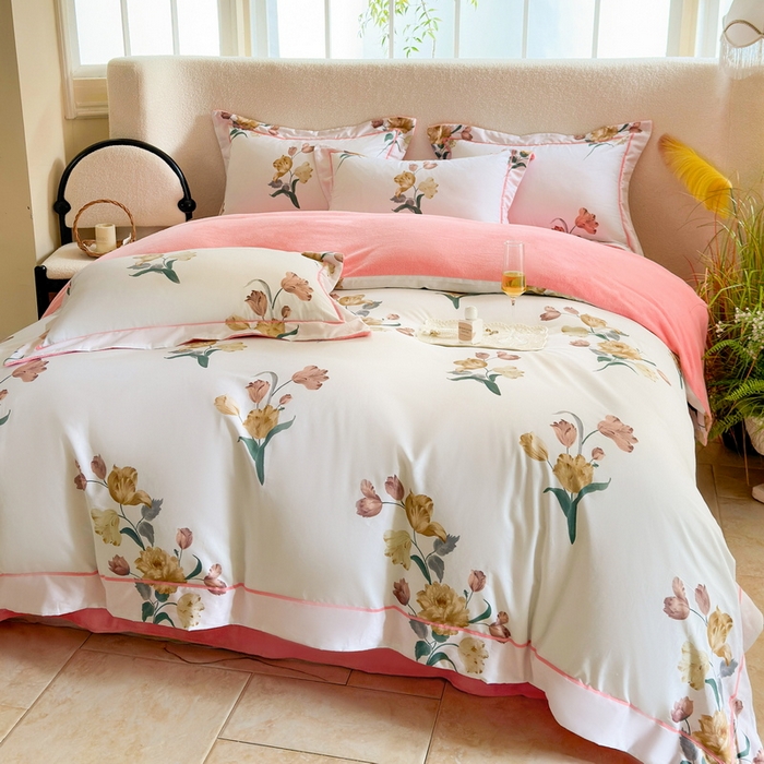 91家纺网 家纺一手货源 找家纺 7V 2024新款单件被套A纯棉B牛奶绒轻奢大宽边一字绣A类133*76全棉喷气宽幅长绒棉高克重全工艺牛奶绒 忆梦