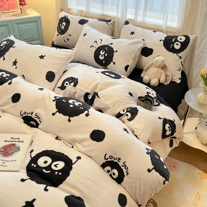 91家纺网 家纺一手货源 找家纺 （总）海岛哥哥 2025新款ins风小清新印花牛奶绒四件套