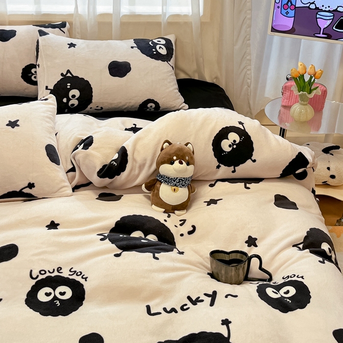 91家纺网 家纺一手货源 找家纺 （总）海岛哥哥 2025新款ins风小清新印花牛奶绒四件套