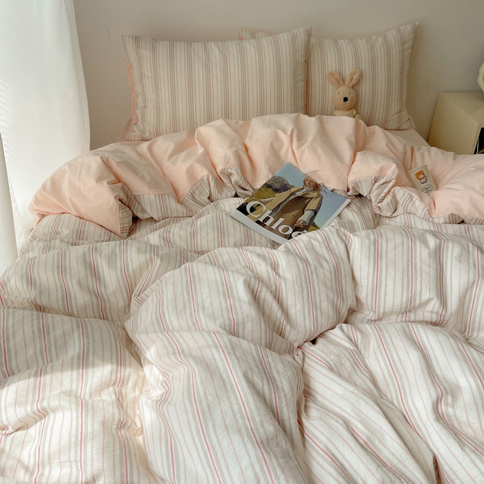 91家纺网 家纺一手货源 找家纺 繁花家居 2024新款亲肤混搭印花四件套系列（提供买家秀） 粉条粉底