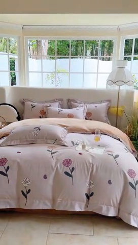 91家纺网 家纺一手货源 找家纺 7V 2024新款单件被套A纯棉B牛奶绒轻奢大宽边一字绣A类133*76全棉喷气宽幅长绒棉高克重全工艺牛奶绒 卉雅