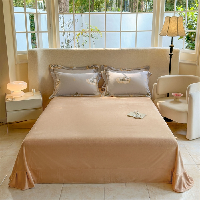 91家纺网 家纺一手货源 找家纺 7V 2025新款A纯棉B牛奶绒轻奢大宽边一字绣四件套A类133*76全棉喷气宽幅长绒棉高克重全工艺牛奶绒 梦天使