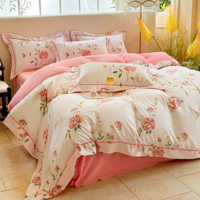 91家纺网 家纺一手货源 找家纺 7V 2024新款单件被套A纯棉B牛奶绒轻奢大宽边一字绣A类133*76全棉喷气宽幅长绒棉高克重全工艺牛奶绒 依梦