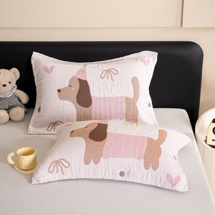 91家纺网 家纺一手货源 找家纺 棠薇家纺 四层纯棉枕巾一对装全棉水洗纱布枕巾2025新款枕头巾男女士防头油枕头垫巾 帽子狗