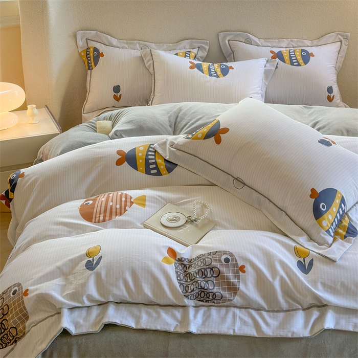 91家纺网 家纺一手货源 找家纺 7V 2024新款单件被套A纯棉B牛奶绒轻奢大宽边一字绣A类133*76全棉喷气宽幅长绒棉高克重全工艺牛奶绒 罗非鱼