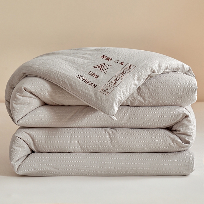 91家纺网 家纺一手货源 找家纺 金喜 2024新款原棉提花无染冬被春秋被拉链款立体边加厚子母被芯 高级灰