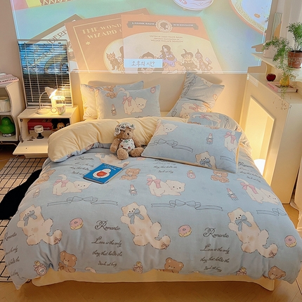 91家纺网 家纺一手货源 找家纺 （总）瑞莱 （上新）2025新款印花牛奶绒四件套-卡通系列