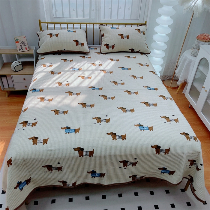 91家纺网 家纺一手货源 找家纺 暖居 2024新款牛奶绒豆豆被床盖四件套 香肠狗