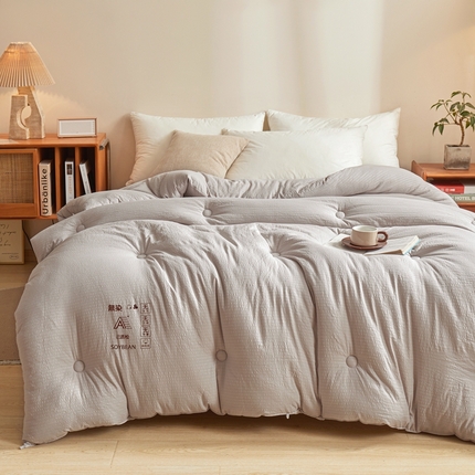 91家纺网 家纺一手货源 找家纺 （总）金喜 2025新款原棉提花无染冬被春秋被厚被芯拉链款立体边子母被