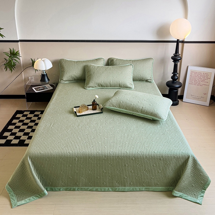 91家纺网 家纺一手货源 找家纺 羽爱家纺 2024新款A类莫代尔宝宝绒床盖三件套 艾绿