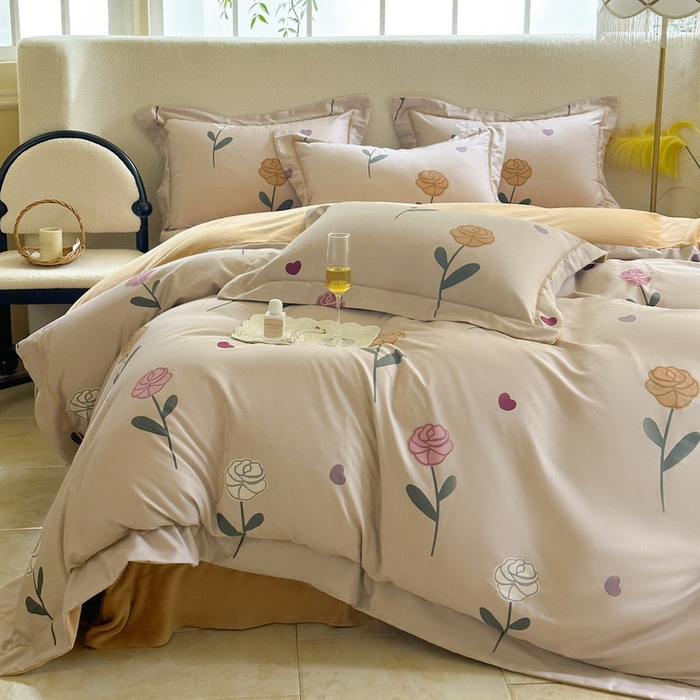 91家纺网 家纺一手货源 找家纺 7V 2024新款单件被套A纯棉B牛奶绒轻奢大宽边一字绣A类133*76全棉喷气宽幅长绒棉高克重全工艺牛奶绒 卉雅