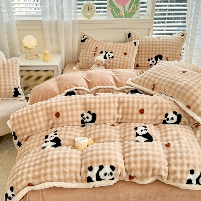 91家纺网 家纺一手货源 找家纺 金喜 2024新款泡泡牛奶绒四件套-欧帝莎 泡泡牛奶绒-福宝