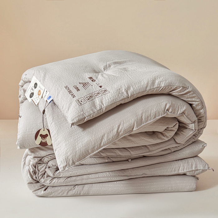 91家纺网 家纺一手货源 找家纺 金喜 2024新款原棉提花无染冬被春秋被拉链款立体边加厚子母被芯 高级灰